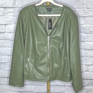 City Chic Sage Green Leather Jacket